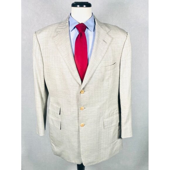Ralph Lauren Purple Label Cashmere Blazer Mens 44R Beige Sport Coat Jacket Italy - Picture 1 of 16